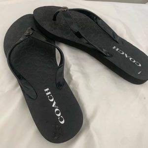 Coach Black Flip Flops 7/8 NWOT
